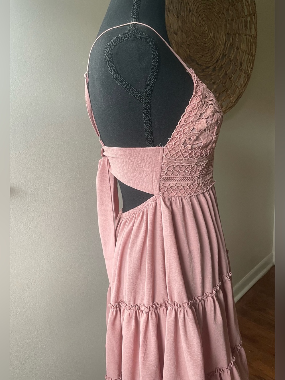 Hello Molly Blush Pink Lace-Trim Tiered Sundress - Picture 4 of 6